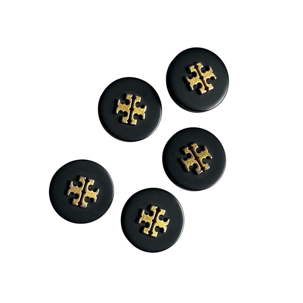 Tory Burch 5 PC Plastic Metal Logo Replacement Buttons 1 Inch Navy Gold